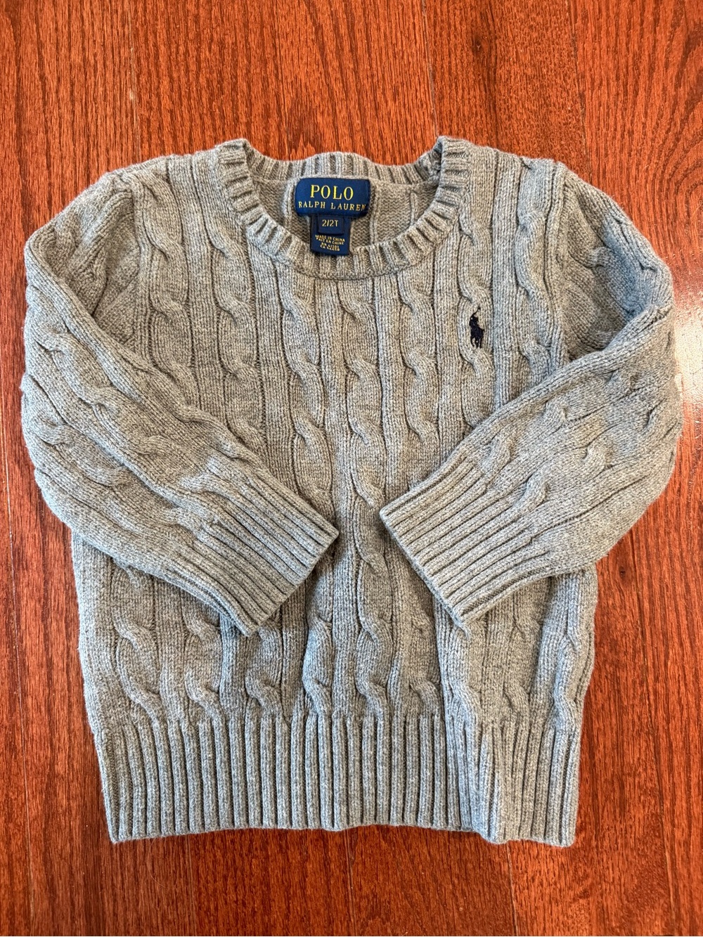 Polo by Ralph Lauren Gray Cable-Knit Crewneck Sweater
